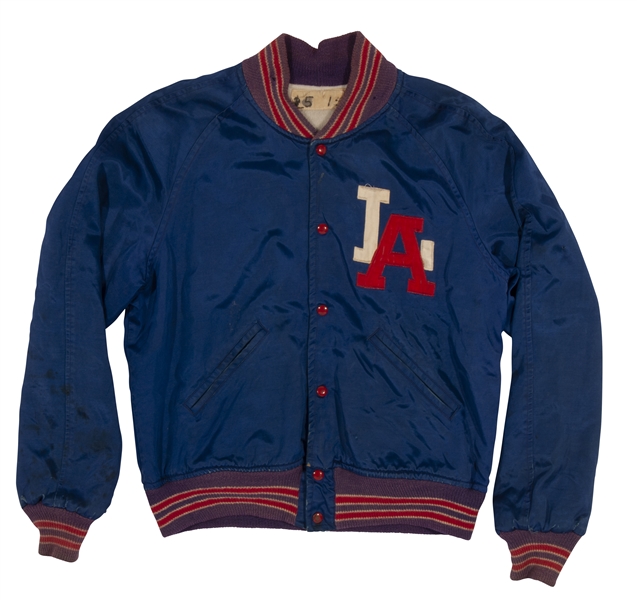 1956 LOS ANGELES ANGELS (PCL CHAMPIONS) GAME WORN JACKET ATTRIBUTED TO MANAGER BOB SCHEFFING (EX-DOBBINS)