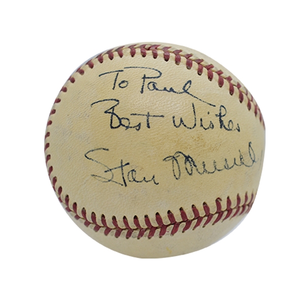 C. LATE 1940S STAN MUSIAL SINGLE SIGNED & INSCRIBED ONL (FRICK) BASEBALL