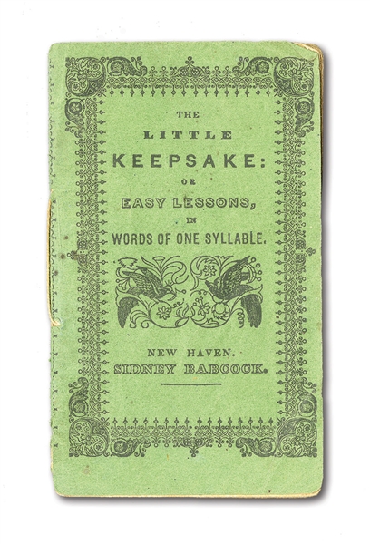 C. 1835 CHILDRENS BOOKLET "THE LITTLE KEEPSAKE" BY SIDNEY BABCOCK (NEW HAVEN, CT) WITH EARLY DEPICTION OF "A GAME AT BALL"