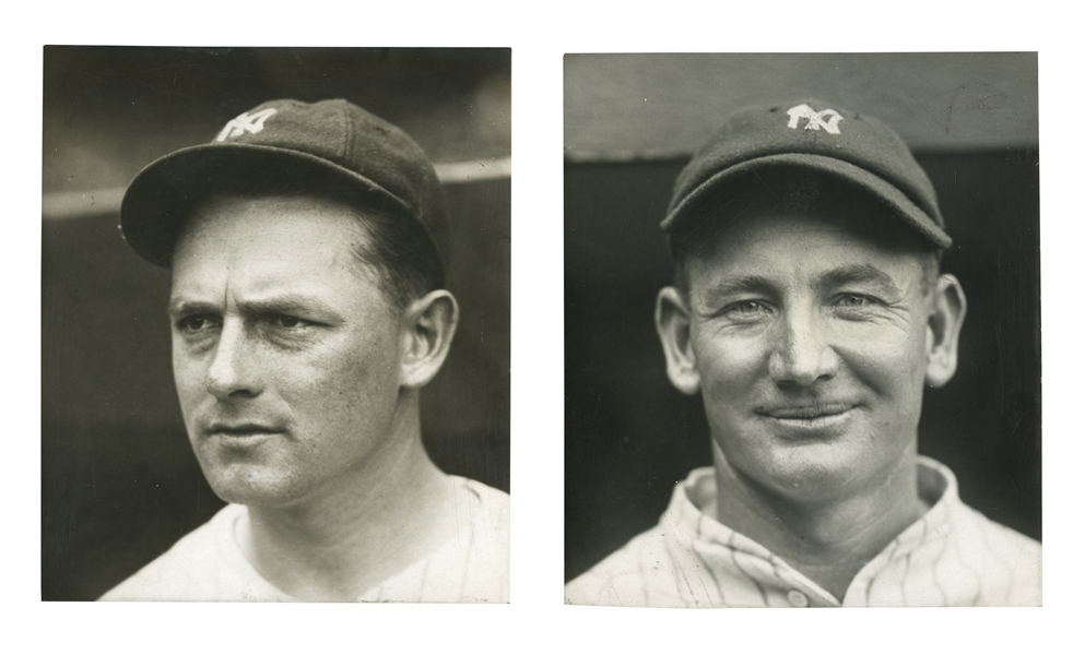 1927 N.Y. YANKEES STAR PITCHERS WAITE HOYT & WILCY MOORE PAIR OF ORIGINAL PHOTOS BY CHARLES CONLON - TWO SCARCE TEAM PORTRAITS!