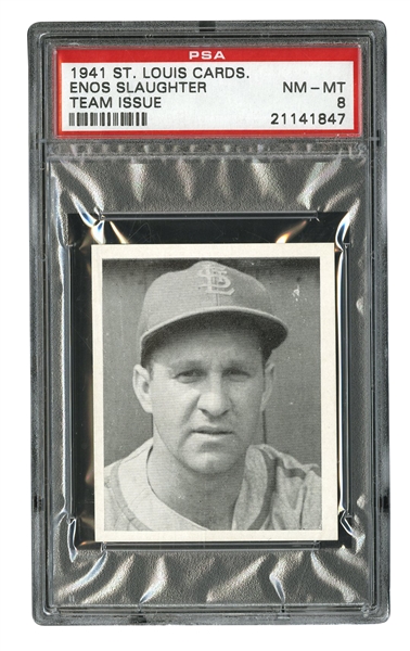 1941 ST. LOUIS CARDINALS TEAM ISSUE ENOS SLAUGHTER - PSA NM-MT 8