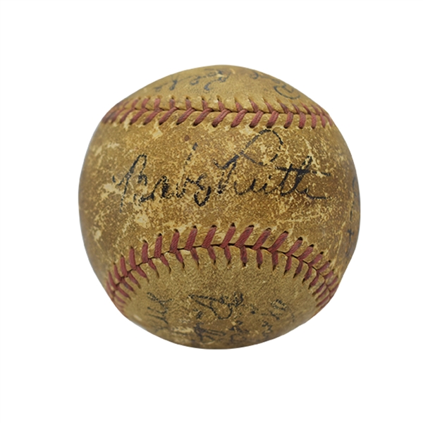 1931 NEW YORK YANKEES AND BOSTON BRAVES MULTI-SIGNED BASEBALL INCL. BABE RUTH & LOU GEHRIG
