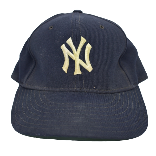 1993 DEREK JETER SIGNED NEW YORK YANKEES SPRING TRAINING (PRE-ROOKIE) WORN CAP LABELED #73 - LIKELY THE 1ST YANKEES HAT HE WORE AS A PLAYER! (J.T. SPORTS LOA, DOCUMENTED PROVENANCE)