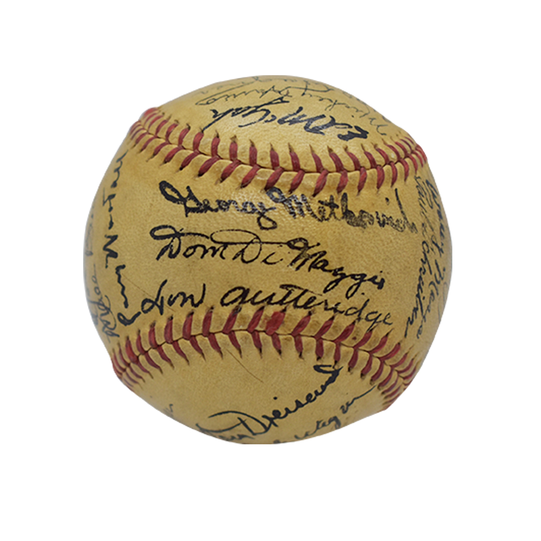 Lot Detail - 1946 BOSTON RED SOX A.L. CHAMPIONS TEAM SIGNED BASEBALL WITH  TED WILLIAMS ON SWEET SPOT (PSA/DNA NM-MT 8 AUTO.)