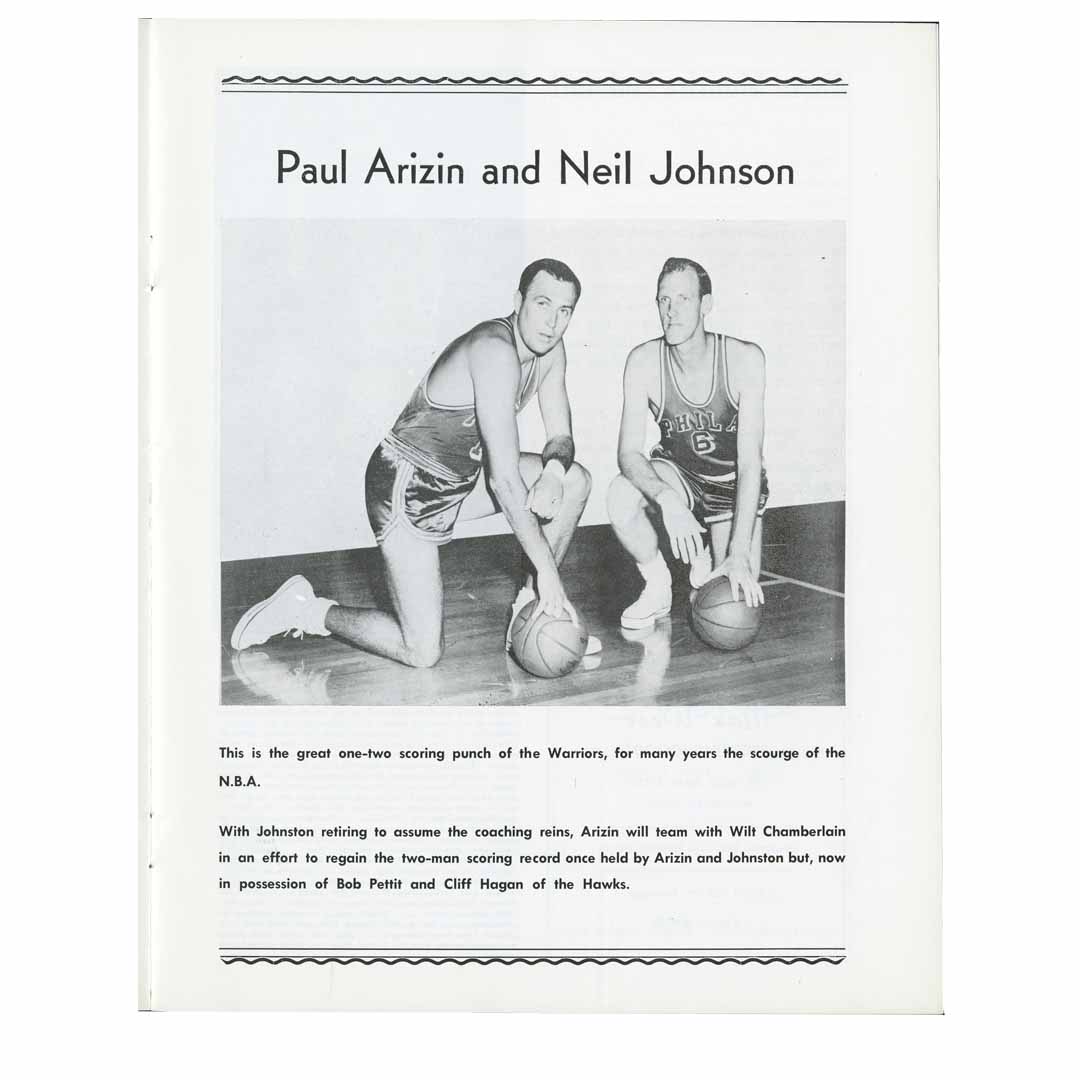 Item Detail - 11-20-1959 Wilt Chamberlain's 11th NBA Game Warriors vs St. Louis  Hawks Basketball Program