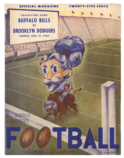 1948 BUFFALO BILLS ALL-AMERICAN FOOTBALL CONFERENCE TEAM MAGAZINE AND 8/17/48 GAME PROGRAM VS. BROOKLYN DODGERS (BOTH RARE)