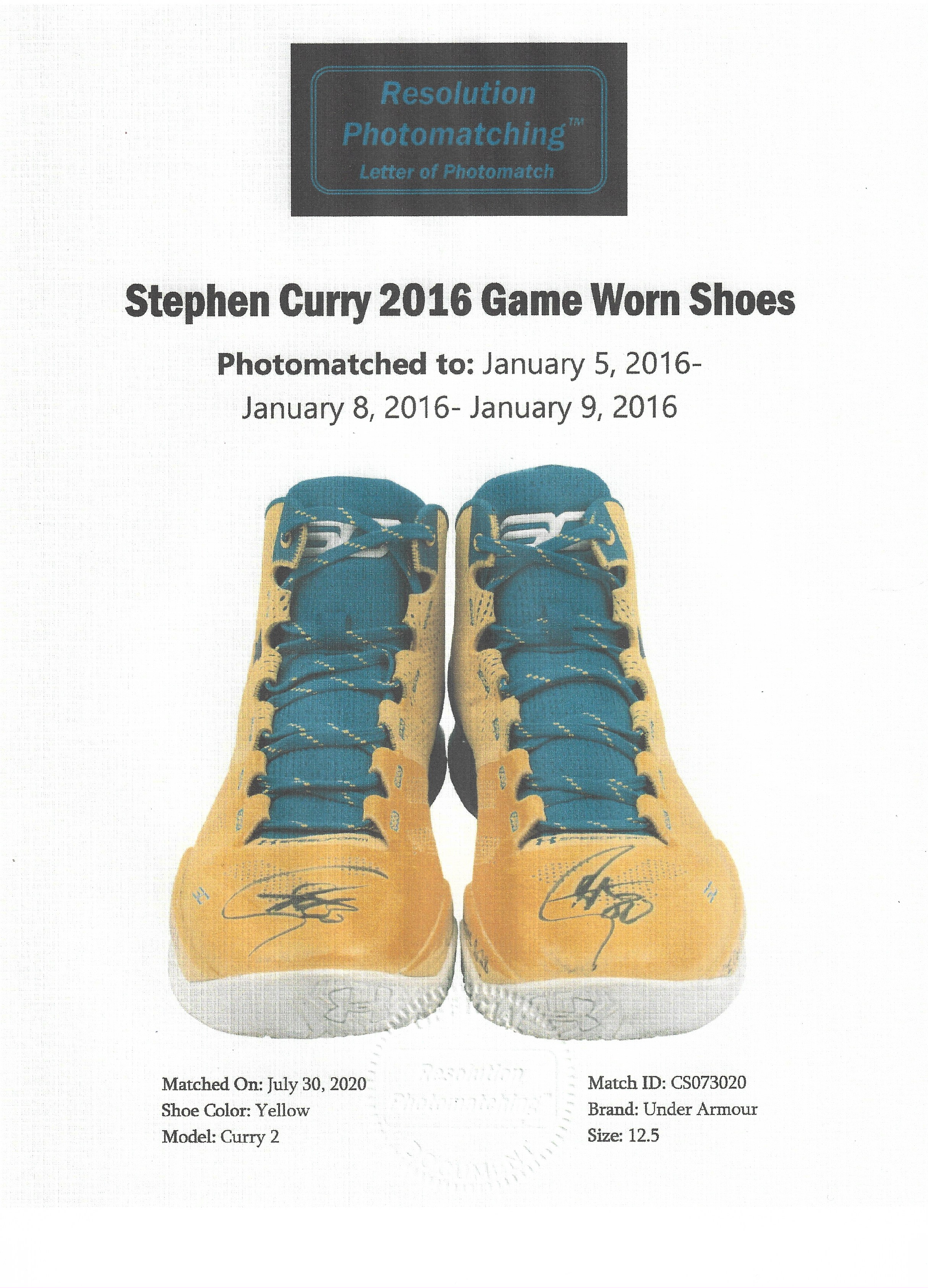 Under Armour Stephen Curry Game Worn Dual Signed Curry 2