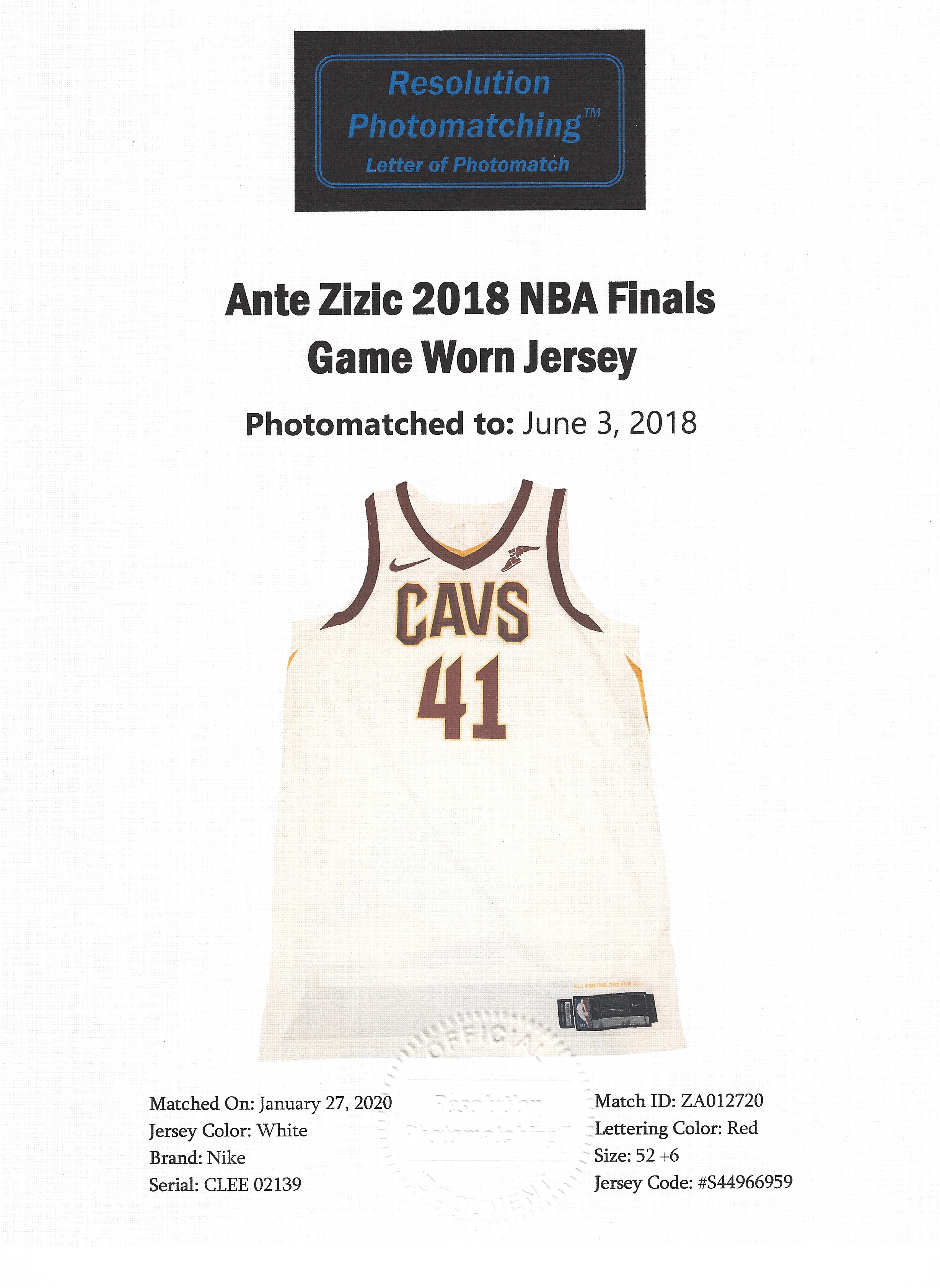 Lot Detail - 2018 ANTE ZIZIC CLEVELAND CAVALIERS NBA FINALS (VS. GSW) GAME  2 WORN JERSEY (MEIGRAY LOA, RESOLUTION PHOTO-MATCHED)