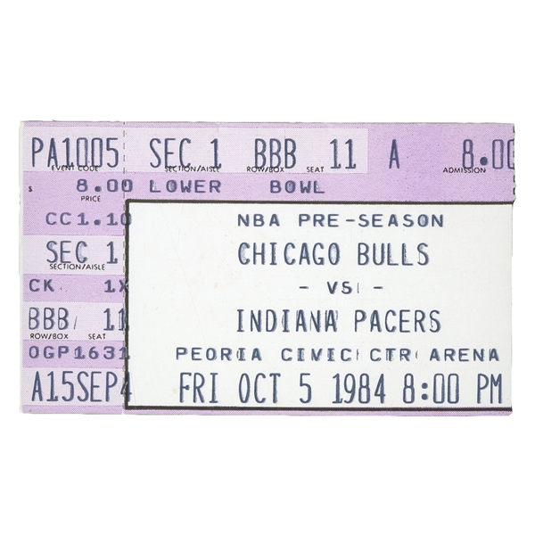 10/5/1984 MICHAEL JORDAN NBA PRESEASON DEBUT TICKET STUB - 1ST GAME IN BULLS UNIFORM!