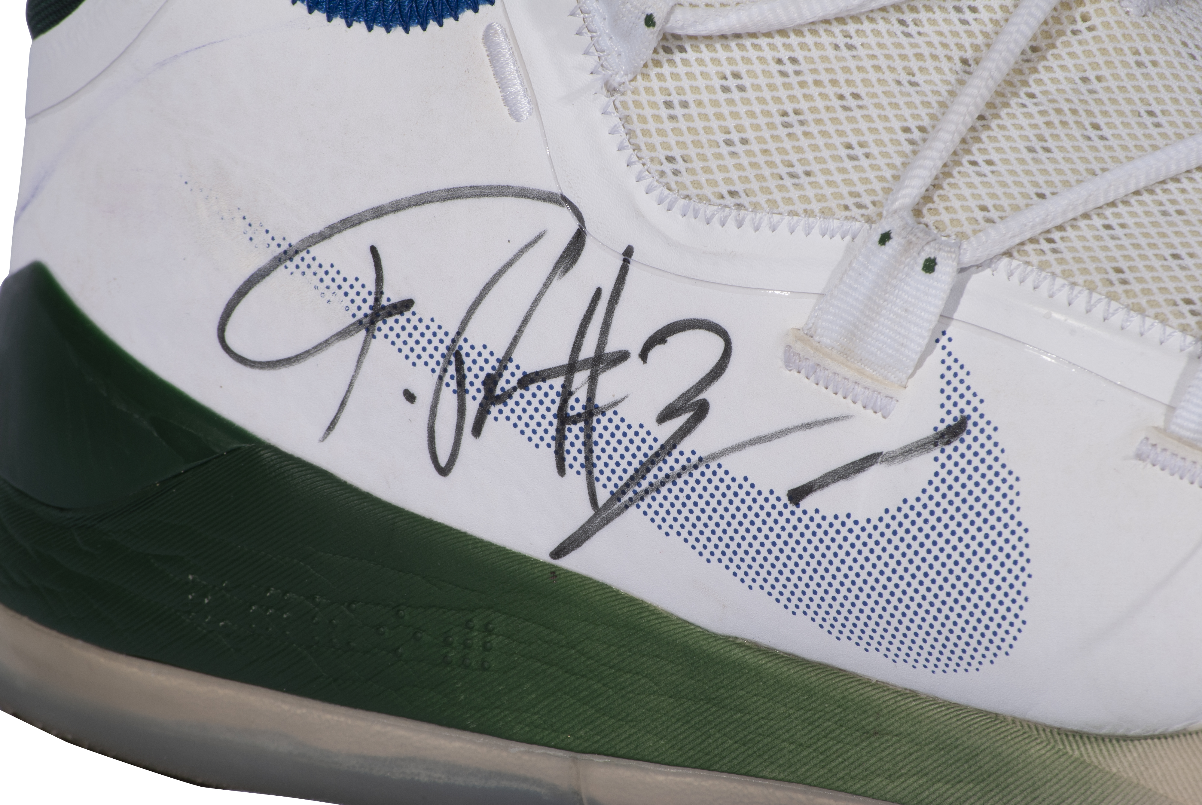 Giannis Antetokounmpo Milwaukee Bucks Autographed Game-Used White/Gold Nike  Shoes vs. Toronto Raptors on January 5 2019 with 2019 Season Game Used  Inscription