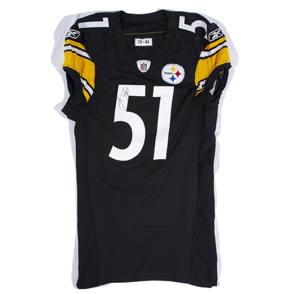 2010 JAMES FARRIOR PITTSBURGH STEELERS GAME WORN JERSEY POUNDED & EASILY PHOTO-MATCHED TO 1/23/2011 AFC CHAMPIONSHIP WIN VS. NYJ