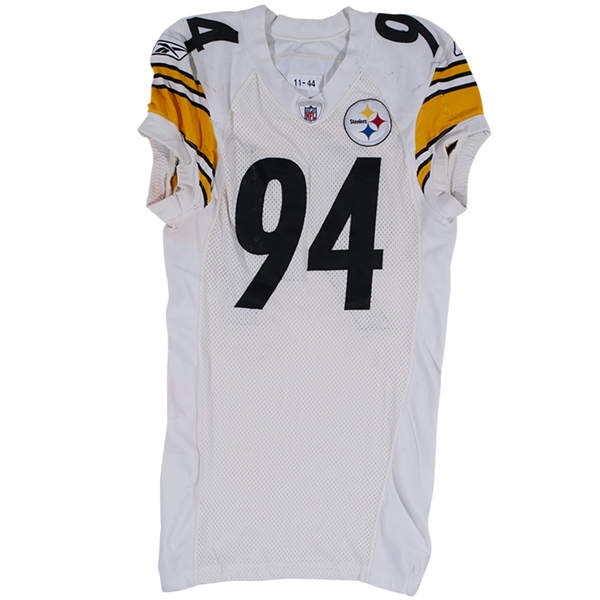 2011 LAWRENCE TIMMONS PITTSBURGH STEELERS GAME WORN JERSEY POUNDED & PHOTO-MATCHED TO 1/8/2012 AFC WILD CARD PLAYOFF @ DEN (STEELERS LOA)