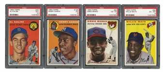1954 TOPPS BASEBALL COMPLETE SET OF (250) WITH 3 KEY ROOKIES PSA GRADED INCL. #128 AARON (EX 5)