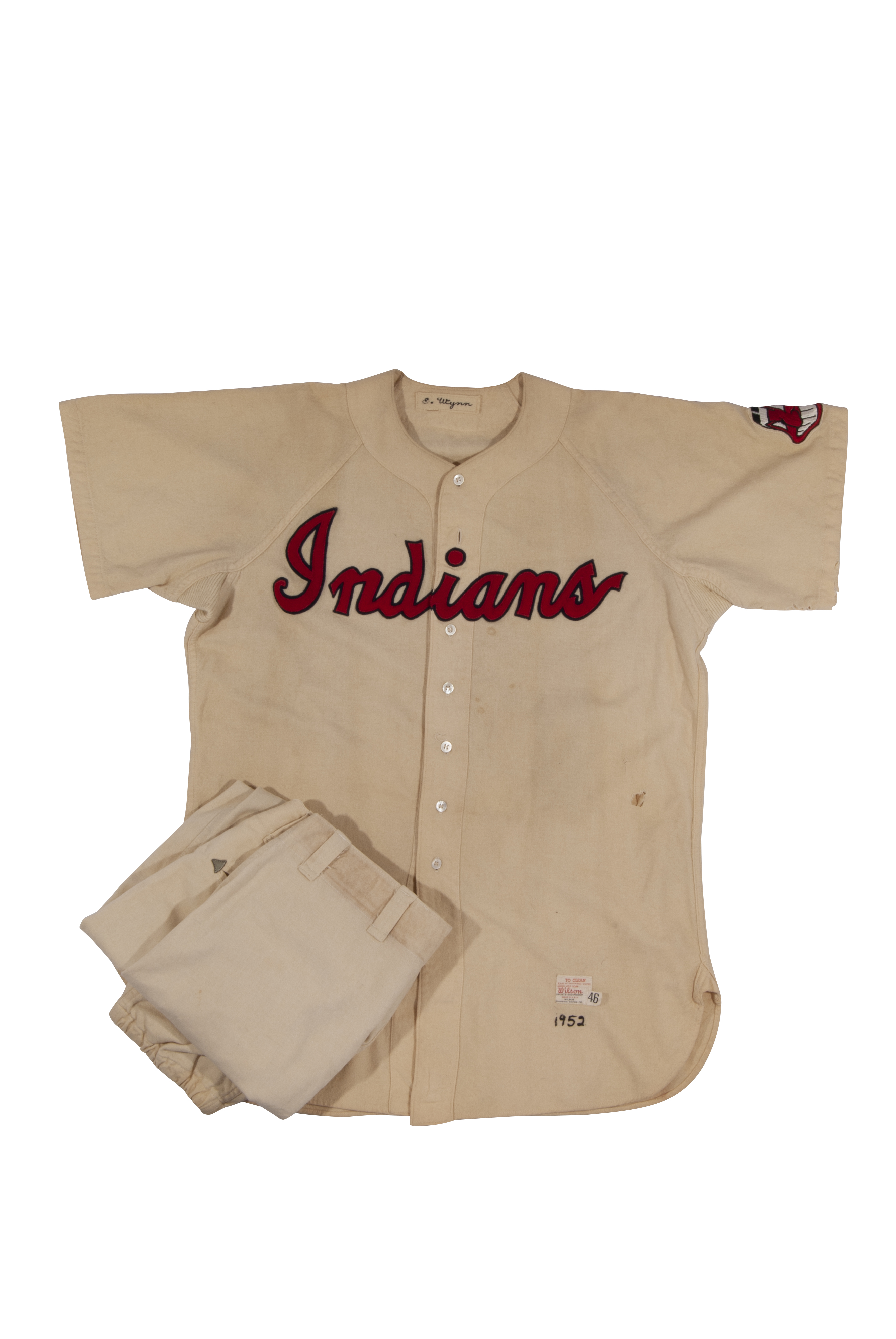 Lot Detail - 1952 EARLY WYNN CLEVELAND INDIANS GAME WORN HOME FULL UNIFORM  - TIED HIS CAREER-HIGH IN WINS (SGC EXCELLENT-SUPERIOR)