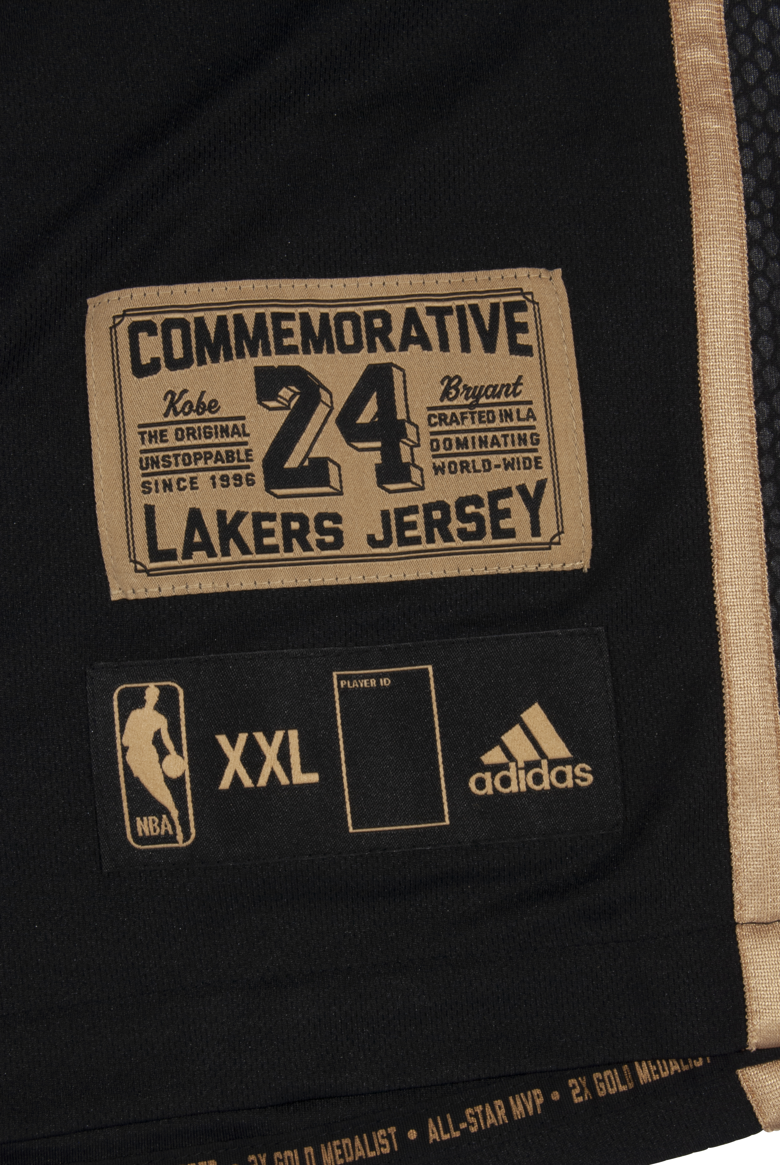 NBA Commemorative Lakers #24 Kobe Bryant Black Replica Stats