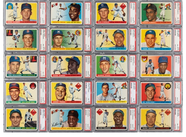 1955 TOPPS BASEBALL COMPLETE SET OF (206) RANKED #15 ON PSA REGISTRY WITH 7.93 SET RATING (ONLY TWO CARDS BELOW PSA NM-MT 8)