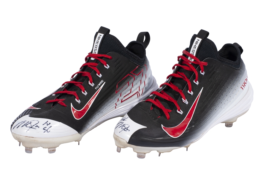 2014 MIKE TROUT GAME USED & DUAL-SIGNED NIKE LUNAR FLYWIRE CLEATS FROM HIS 1ST MVP SEASON (ANDERSON AUTHENTICS)