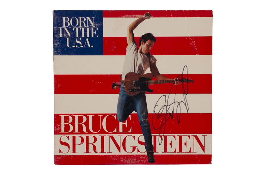 BRUCE SPRINGSTEEN AUTOGRAPHED 1984 "BORN IN THE USA" ALBUM COVER WITH VINYL RECORD INCLUDED