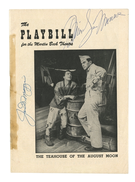 1954 JOE DiMAGGIO & MARILYN MONROE DUAL-SIGNED BROADWAY PLAYBILL ("THE TEAHOUSE OF THE AUGUST MOON" AT MARTIN BECK THEATRE)