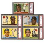 1955 TOPPS BASEBALL COMPLETE SET W/SEVERAL AUTOGRAPHED COMMONS AND (5) GRADED CARDS INCL. #50 JACKIE ROBINSON PSA VG-EX+ 4.5