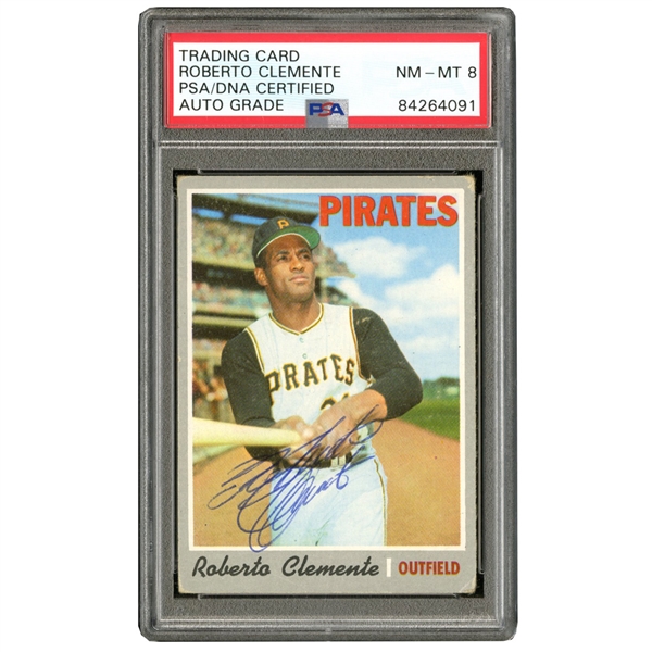 1970 SIGNED TOPPS #350 ROBERTO CLEMENTE - PSA/DNA NM-MT 8