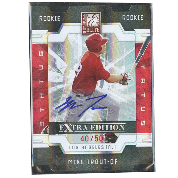 2009 ELITE EXTRA EDITION STATUS RED MIKE TROUT ROOKIE AUTO /50 BGS MINT 9 AUTO 10