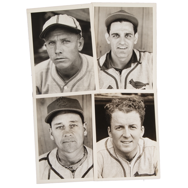 GROUP OF (4) ST. LOUIS CARDINALS TYPE 1 ORIGINAL PHOTOS USED IN THE 1941 DOUBLE PLAY ISSUE