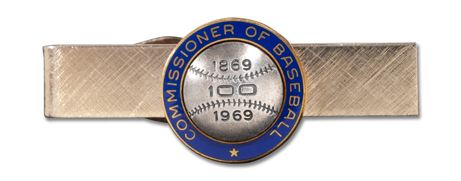 1969 MLB 100TH ANNIVERSARY TIE CLASP STERLING SILVER BASEBALL BALFOUR