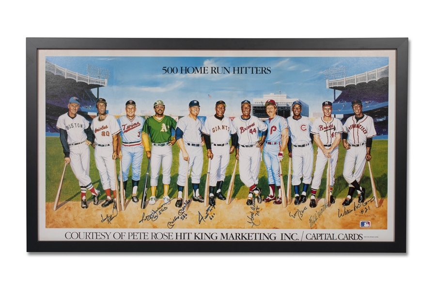 500 HOME RUN CLUB AUTOGRAPHED POSTER - SIGNED BY 8 PLAYERS - BECKETT LOA