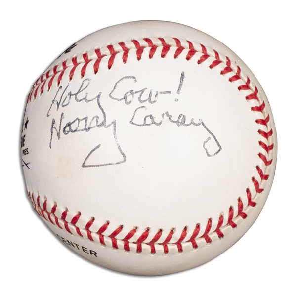 HARRY CARAY "HOLY COW" AUTOGRAPHED ONL (COLEMAN) BASEBALL - ONE OF THE FINAL BASEBALLS EVER SIGNED BY CARAY