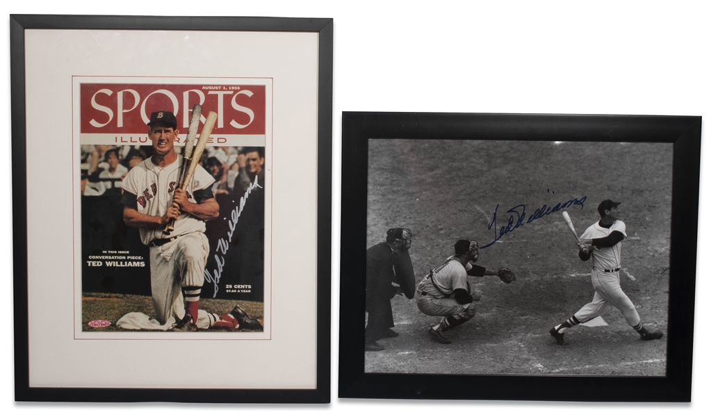 1955 TED WILLIAMS SIGNED SPORTS ILLUSTRATED COVER AND WILLIAMS SIGNED 11X14 PHOTOGRAPH (JSA LOA)