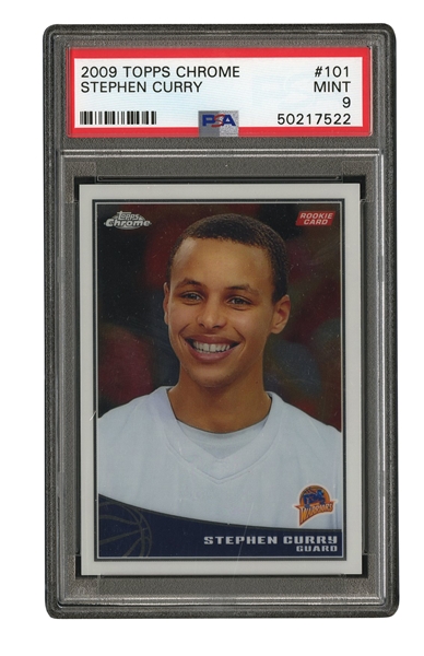 2009-10 TOPPS CHROME #101 STEPHEN CURRY (384/999) GOLDEN STATE WARRIORS ROOKIE CARD - PSA MINT 9