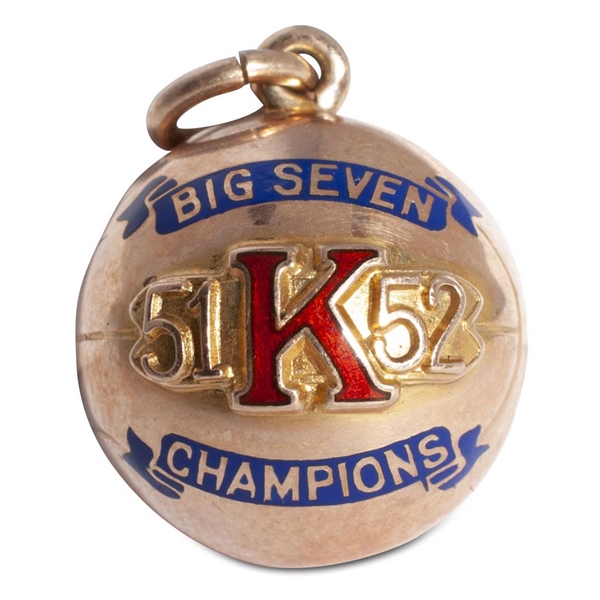 CLYDE LOVELLETTES 1951-52 KANSAS JAYHAWKS BIG SEVEN CHAMPIONS 10K GOLD CHARM (LOVELLETTE COLLECTION)