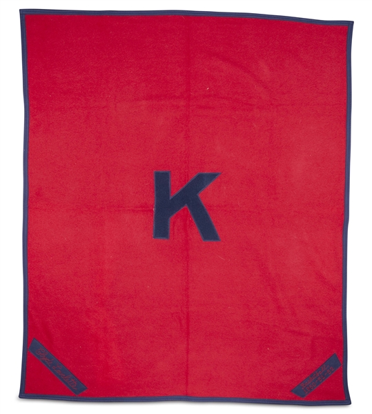 CLYDE LOVELLETTES KANSAS JAYHAWKS 1950-1952 CAREER LETTERMAN "K" BLANKET - 5x5 FT. (LOVELLETTE COLLECTION)