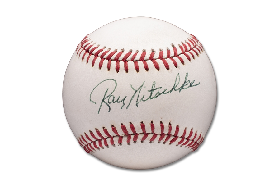 1989-90 RAY NITSCHKE SINGLE SIGNED ONL (WHITE) BASEBALL (JSA LOA)