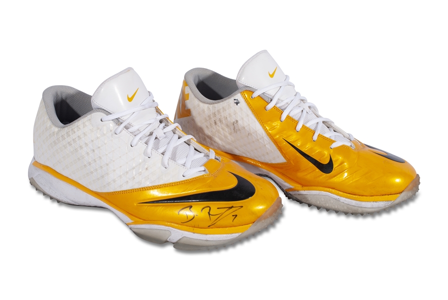 BEN ROETHLISBERGER PITTSBURGH STEELERS GAME WORN AND DUAL-SIGNED NIKE TURF CLEATS