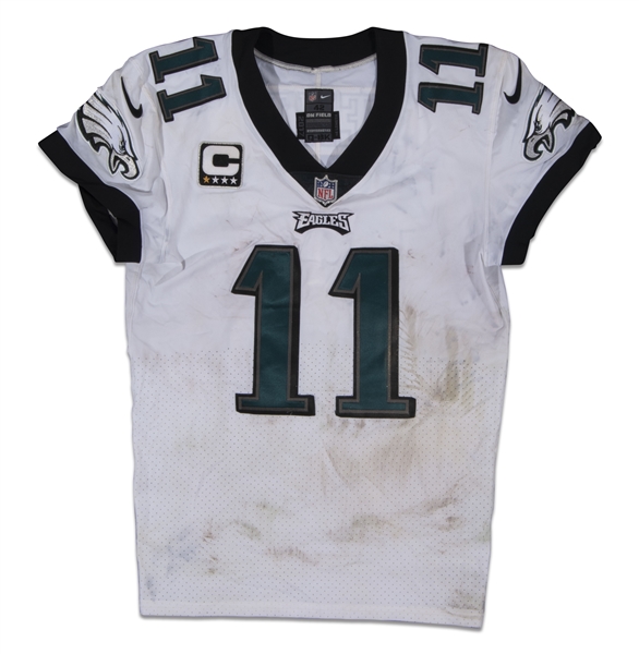 9/17/17 CARSON WENTZ PHILADELPHIA EAGLES GAME WORN AND ABSOLUTELY POUNDED HOME JERSEY - 333 YDS & 2 TDS