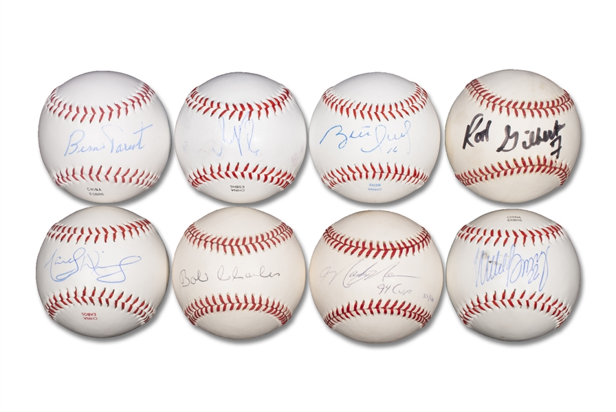 GROUP OF (8) HOCKEY GREATS AUTOGRAPHED BASEBALLS INCLUDING MARK MESSIER, BOBBY CLARKE AND ALEX OVECHKIN