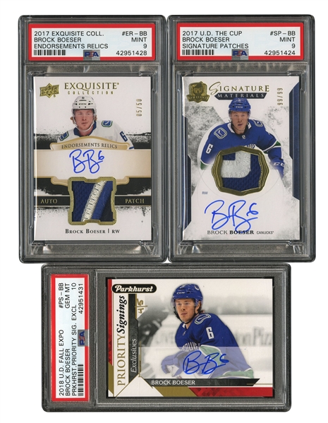 TRIO OF BROCK BOESER SIGNATURE AND PATCH CARDS INCL. 2018 U.D. FALL EXPO #PS-BB - PSA GEM MT 10