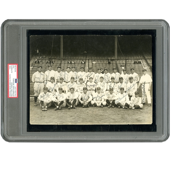 RECENTLY DISCOVERED 1927 NEW YORK YANKEES AUTOGRAPHED TEAM PHOTOGRAPH FROM THE ESTATE OF DON MILLER - PSA/DNA TYPE 1 & AUTHENTIC & BECKETT LOA