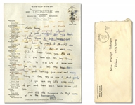 1950 MICKEY MANTLE HANDWRITTEN LETTER TO MERLYN MANTLE WITH ORIGINAL MAILING ENVELOPE (AL TAPPER COLLECTION) - MANTLE FAMILY LOA & JSA LOA
