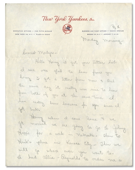 1951 MICKEY MANTLE HANDWRITTEN LETTER ON YANKEES STATIONERY WITH ORIGINAL SIGNED MAILING ENVELOPE (AL TAPPER COLLECTION) - MANTLE FAMILY LOA & JSA LOA