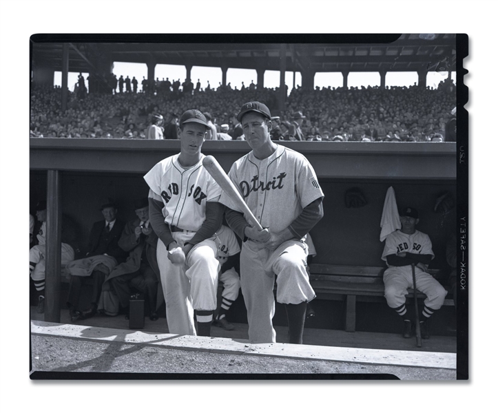 CIRCA 1942 TED WLLIAMS AND HANK GREENBERG ACETATE NEGATIVE ON KODAK SAFETY FILM - EX/MT-NM VINTAGE (AL TAPPER COLLECTION)