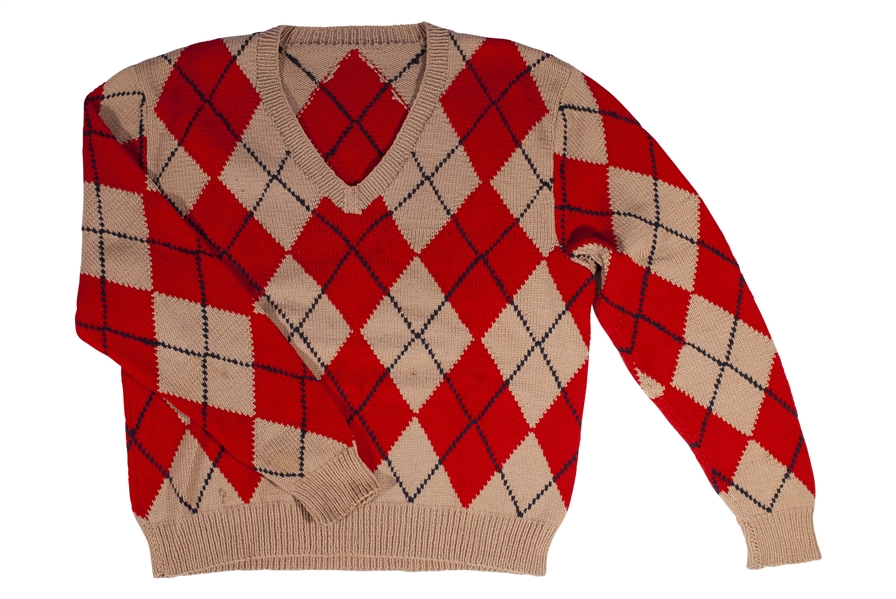 ICONIC 1952 GENE KELLY FILM WORN ARGYLE SWEATER FROM "SINGING IN THE RAIN" (AL TAPPER COLLECTION)
