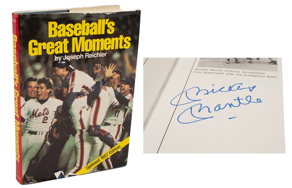 BASEBALLS GREAT MOMENTS BOOK W/58 AUTOGRAPHS OF BASEBALL LEGENDS AND HOFERS INCL. MICKEY MANTLE - JSA