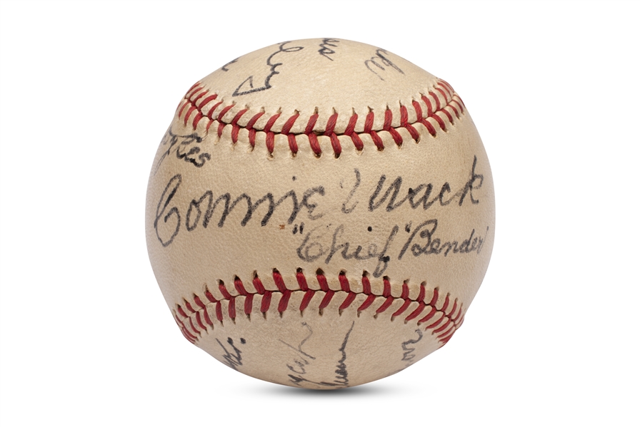 1946 CONNIE MACK DAY SIGNED BASEBALL W/ SIX HALL OF FAMERS - JSA