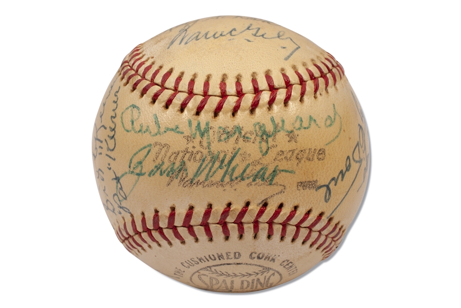 7/24/61 MAX CAREY HALL OF FAME INDUCTION DAY MULTI- SIGNED ONL (GILES) BASEBALL - INCLUDES MARQUARD, WHEAT, ODOUL, BILL TERRY, HOME RUN BAKER - BECKETT