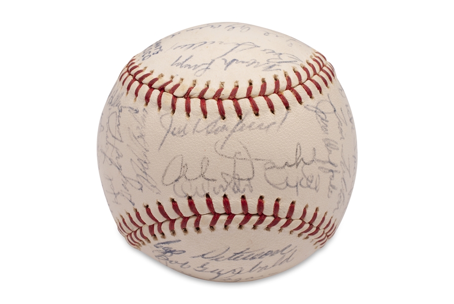 1964 SAN FRANCISCO GIANTS TEAM SIGNED ONL (GILES) BASEBALL - INCL. ALVIN DARK SWEET SPOT, MAYS, MCCOVEY, CEPEDA, GAYLORD PERRY - BECKETT