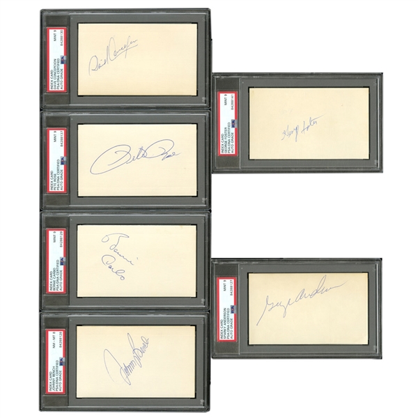 GROUP OF (6) CINCINNATI REDS 1970S BIG RED MACHINE AUTOGRAPHED 3" X 5" INDEX CARDS (ANDERSON, BENCH, CARBO, CONCEPCION, FOSTER, ROSE) 