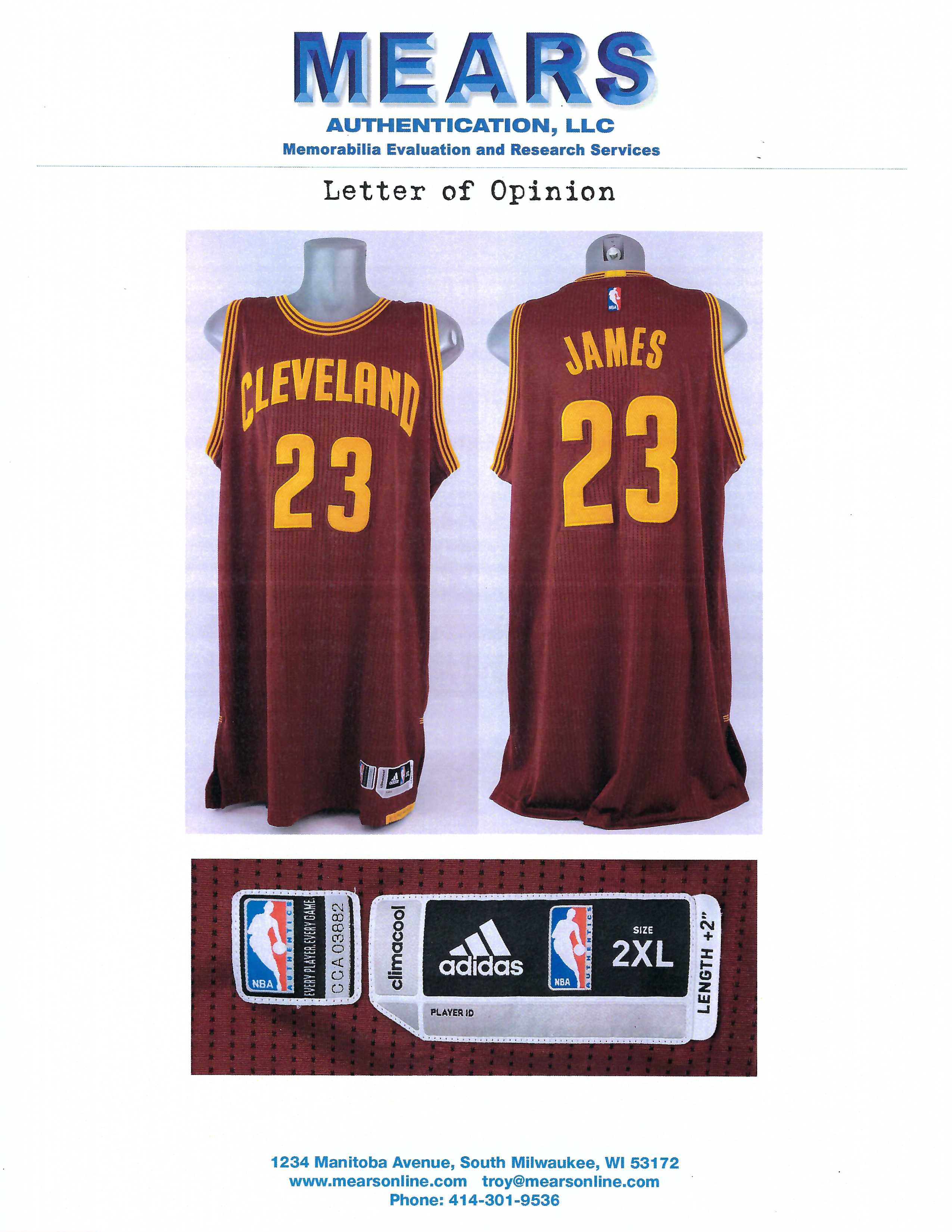 2016-17 LeBron James Cleveland Cavaliers Game-Used Road Jersey LOA HOF